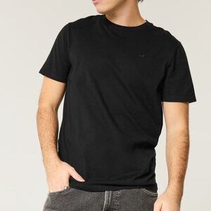 NWT Hollister Men's Black Cotton Icon Crew T-Shirt Size M